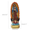 Hand-painted resin statue of Our Lady of Guadalupe with a radiant sun halo and golden base