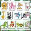 A collection of colorful DIY diamond painting keychains featuring various animals and creatures.