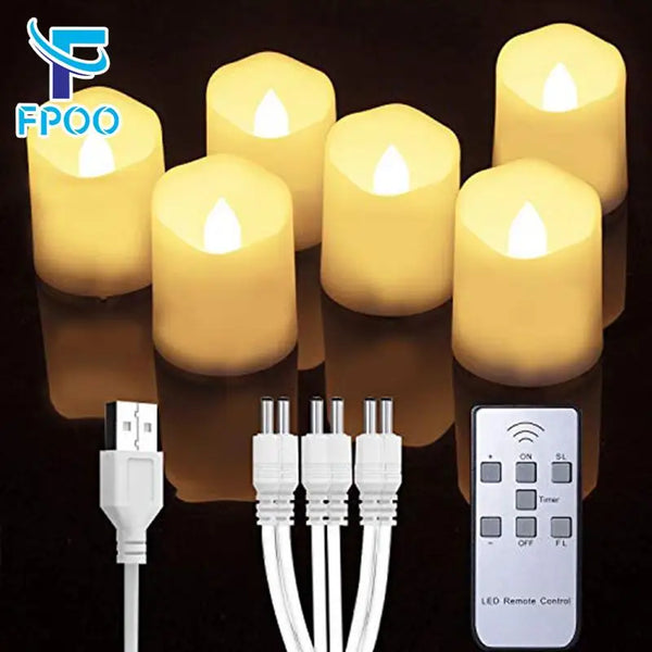 Rechargeable Flameless LED Tea Light Candles with Remote and Timer