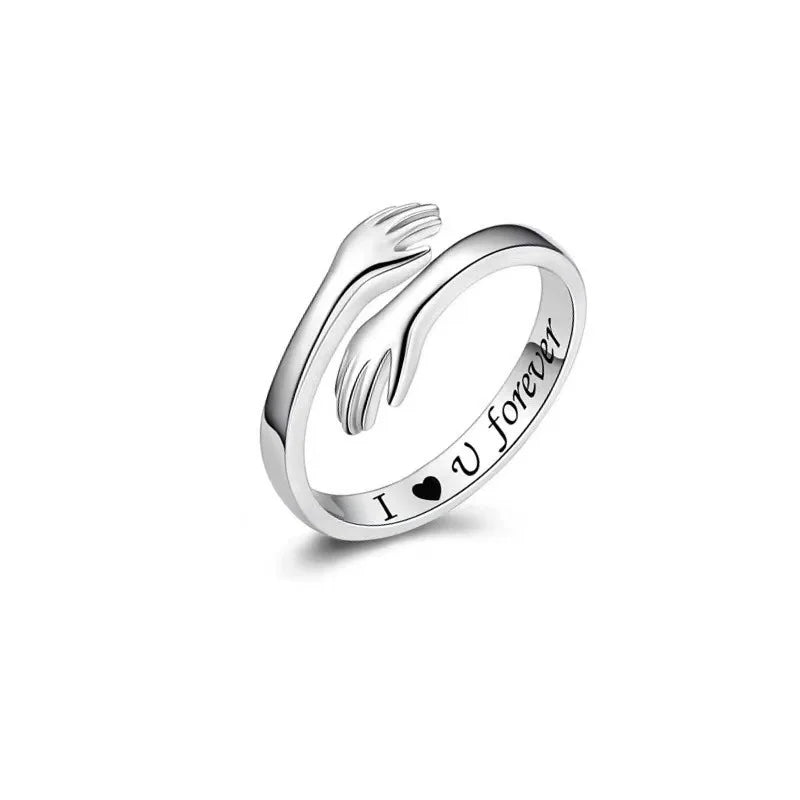 Open Design Hug Ring with Embracing Hands for Women