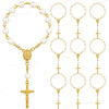 Gold and pearl mini baptism rosary favors with cross in assorted styles