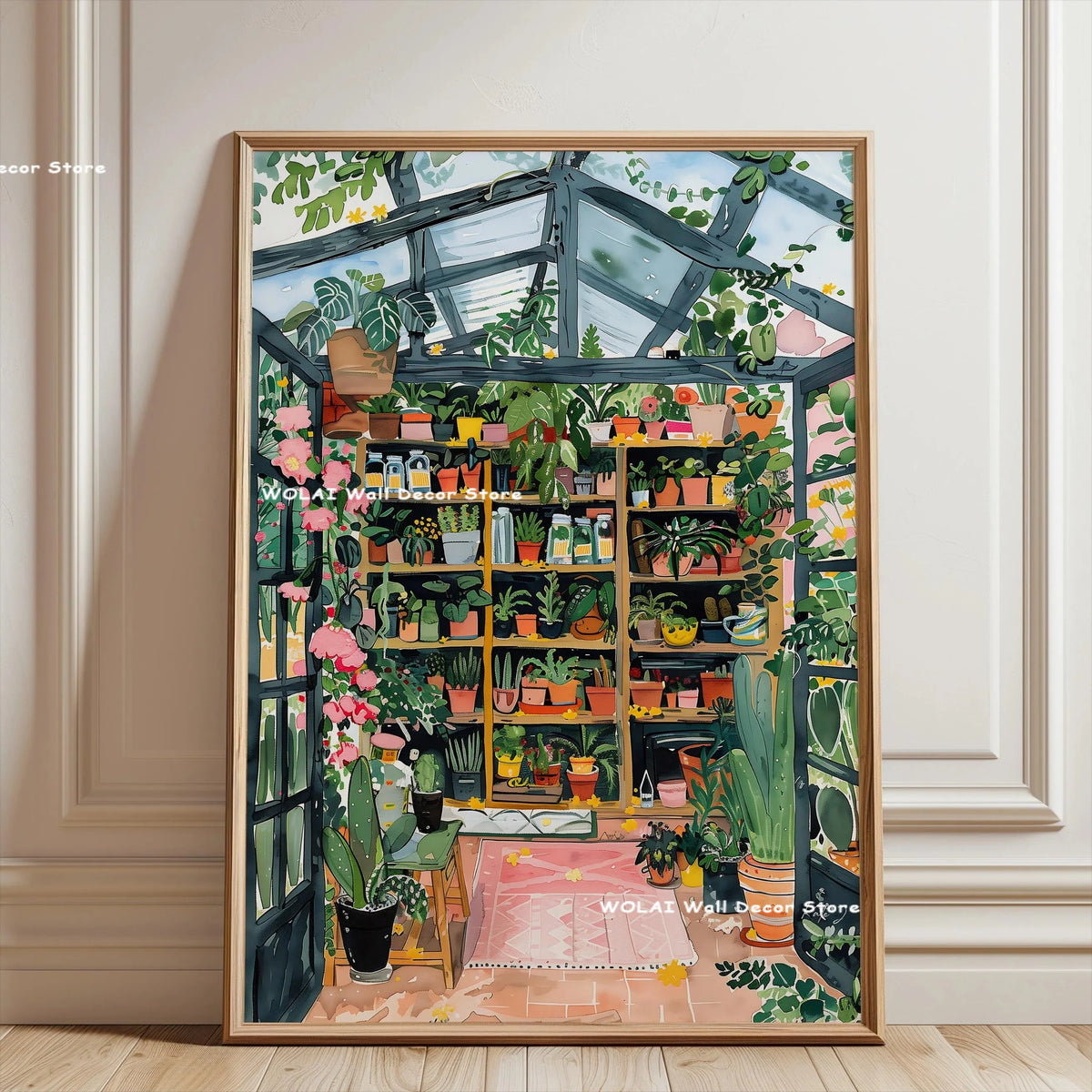 Botanical Philodendron canvas wall art featuring a lush indoor garden display.