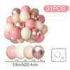A pack of 31 metallic pink and white pearl balloons for party decor, including confetti accents.