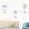 Islamic Blue & Gold Hot Air Balloon Wall Stickers for Kids' Rooms