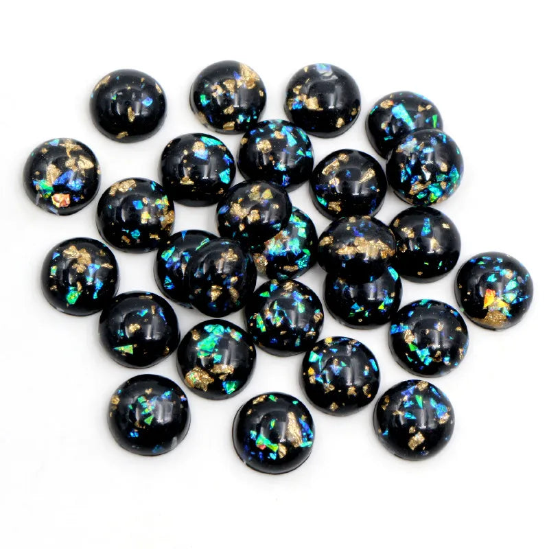 Mixed Color Resin Cabochons with Metal Foil Backing for Jewelry Making