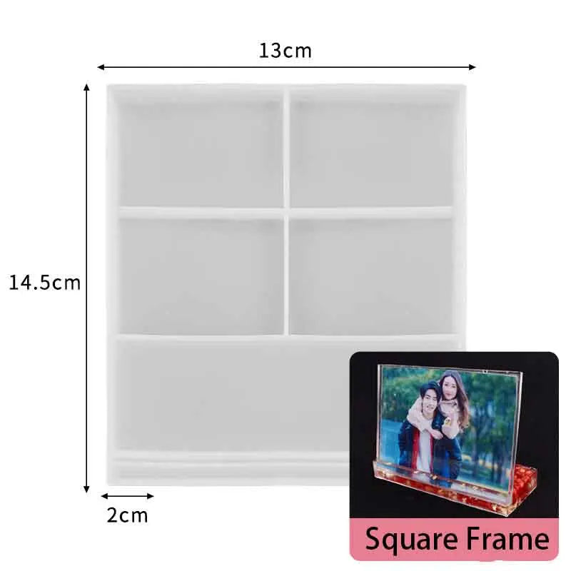 White acrylic photo frame with a square frame and a heart-shaped silicone mold for DIY projects
