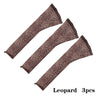 Three leopard print stretchy hair net caps with drawstring sleeves.