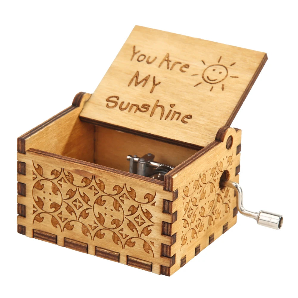 Retro Hand-Cranked Wooden Music Box