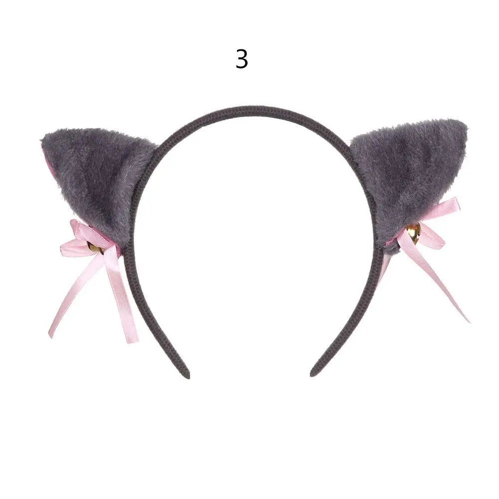Lace Cat Ear Headband with Elegant Bow Details