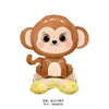 A brown foil balloon shaped like a cute monkey with large eyes and rounded ears.