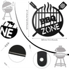 Black retro BBQ zone wall decor featuring a grill design and various decorative elements.