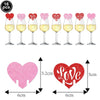 Set of 16 red heart letter balloons with foil finish and champagne flutes