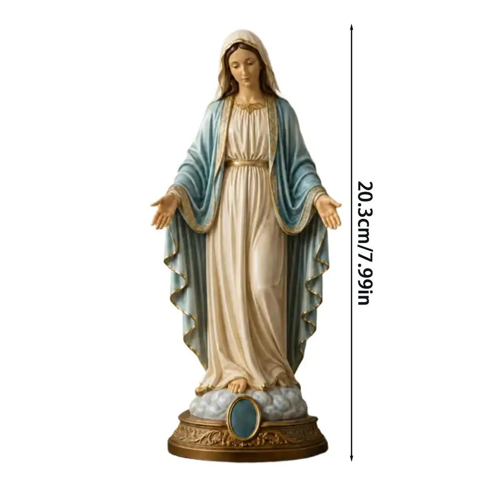 A religious figurine set depicting the Blessed Mother and Jesus Heart in a draped style.