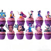 A set of twelve anime hunter girl cake toppers featuring various characters in colorful costumes and poses.