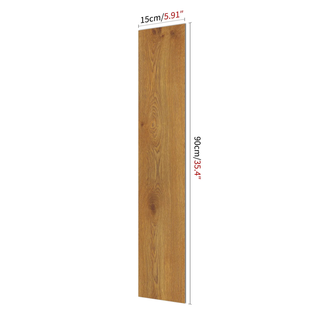 Vertical rectangular wood grain self-adhesive decal measuring 15cm (5.91 inches) long