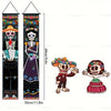 A set of Day of the Dead porch banners featuring skeletal figures and colorful floral decorations.