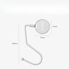 A white heavy duty purse and bag hook with a circular clip for organization.