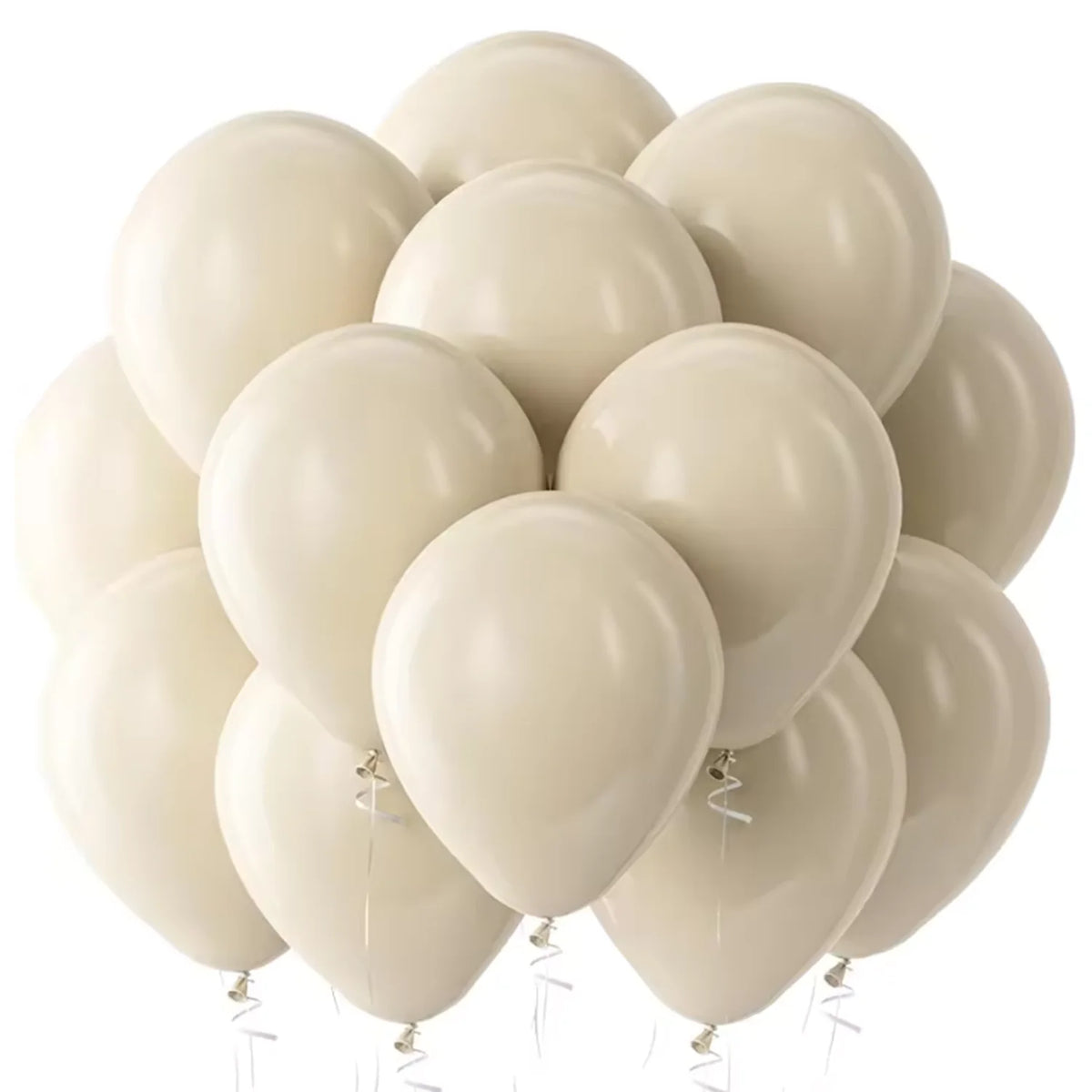 A pack of white latex balloons for a party, featuring pastel pink and blue accents.