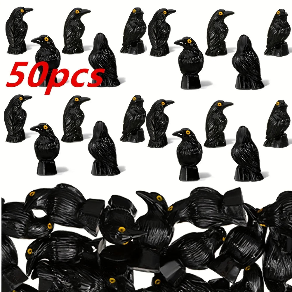 Miniature Crow Figurines for Gothic Fairy Garden Decor