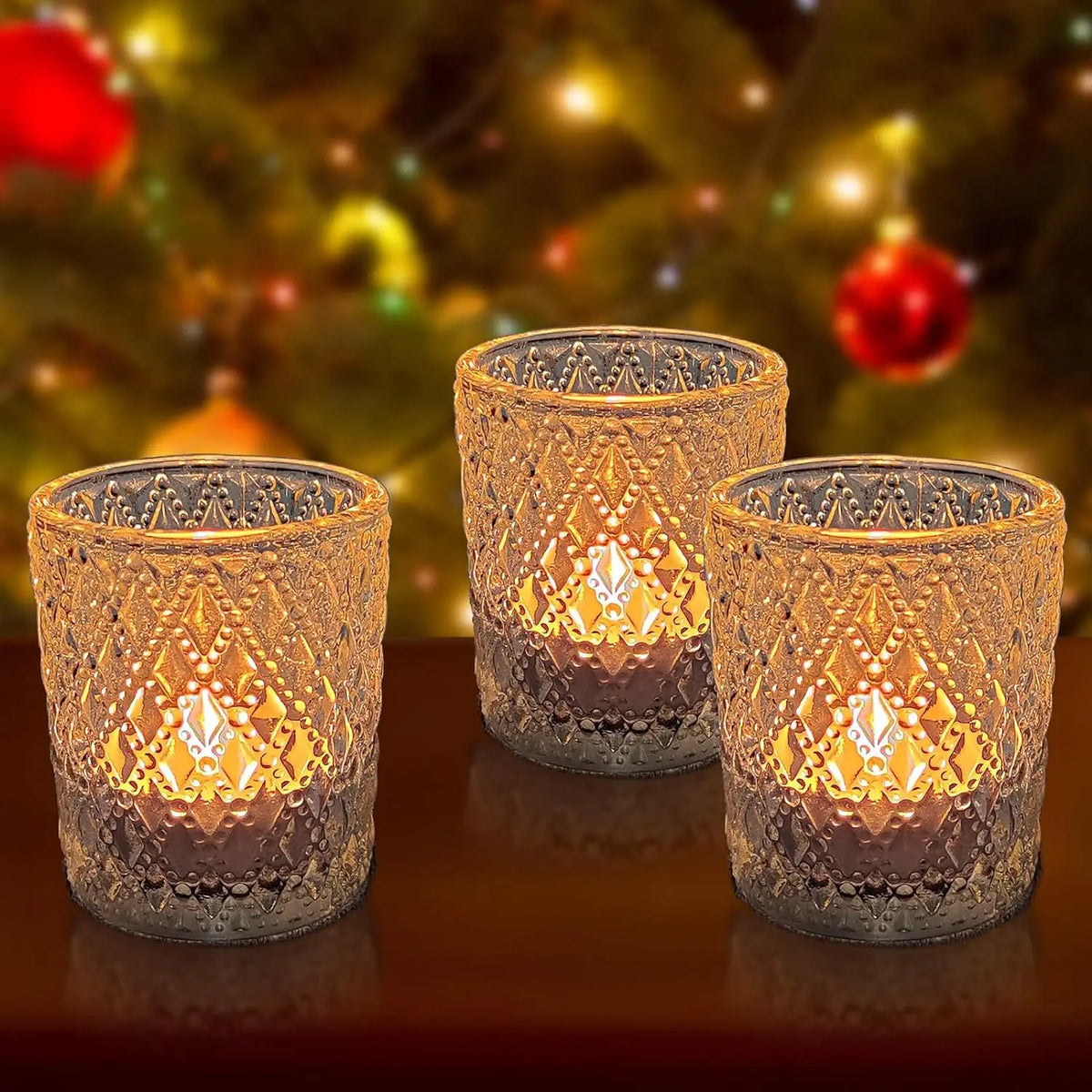 Golden Glass Tealight Candle Holder for Weddings & Home Decor