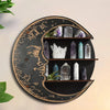 3-Tier Round Wooden Wall Shelf with Crystal Display