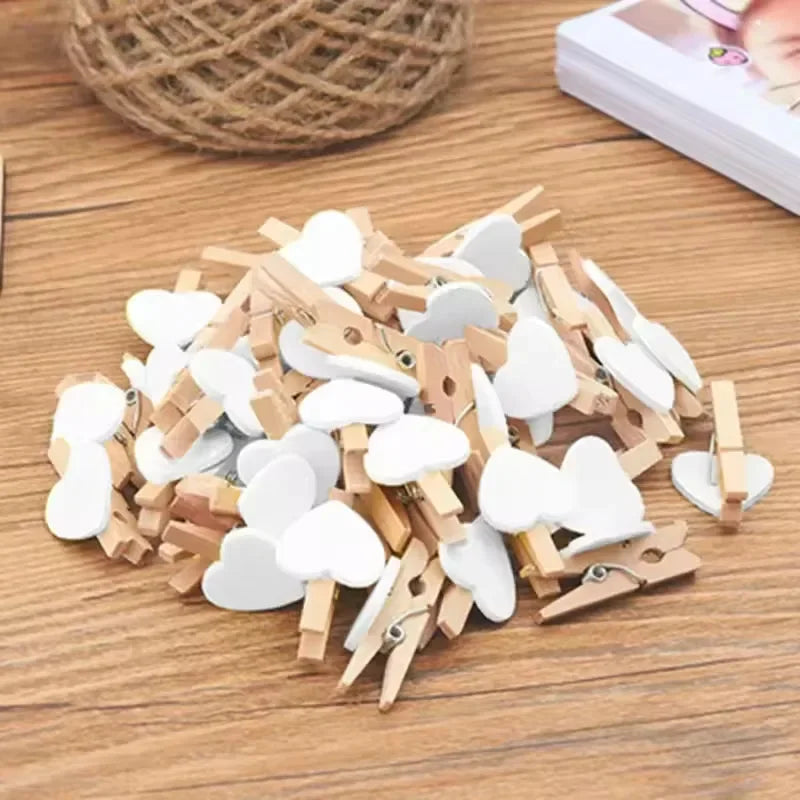 Heart-Shaped Wooden Clothespins for Photos, Cards & Decor (50-Pack)