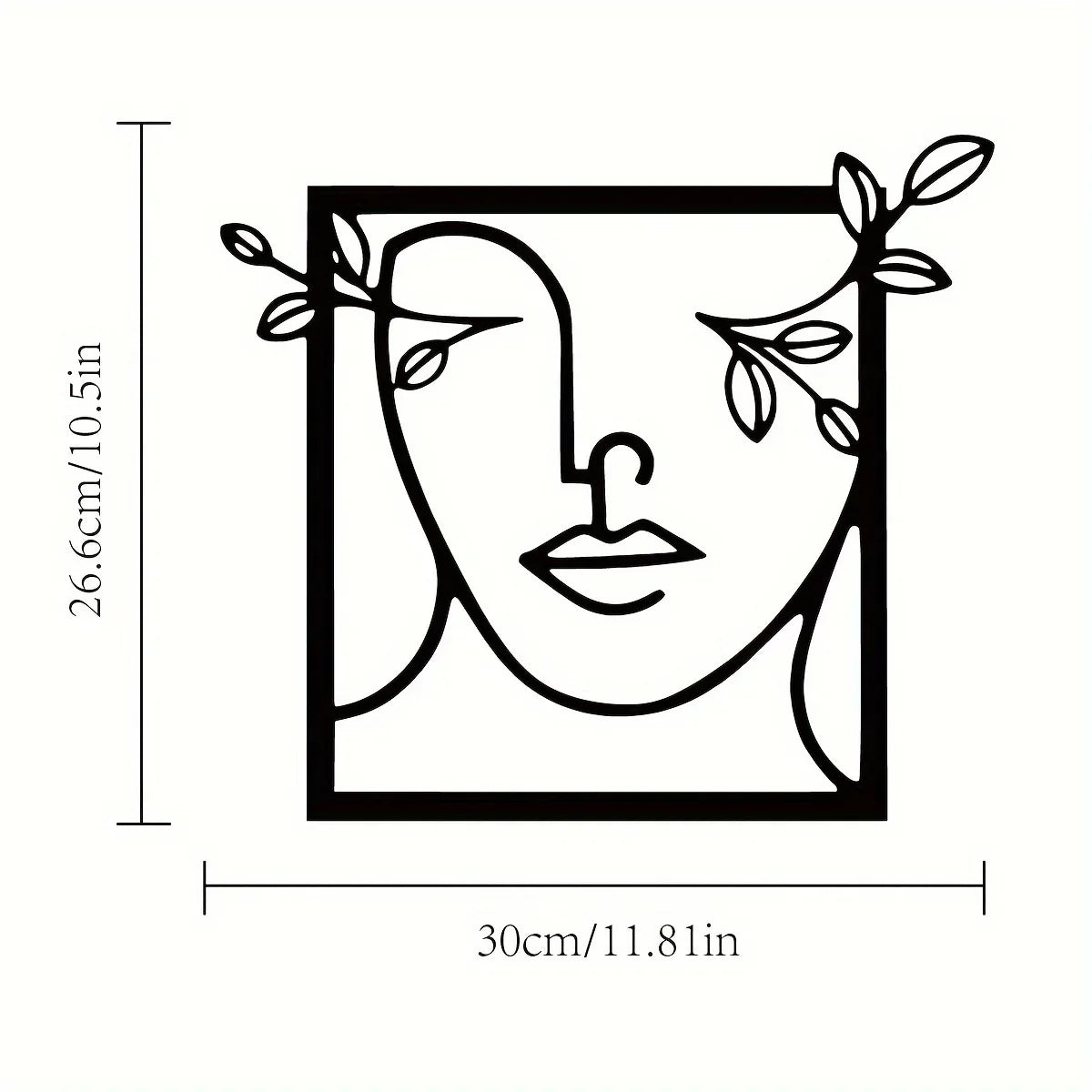 Black line art silhouette of a woman's face with leafy vines surrounding it.