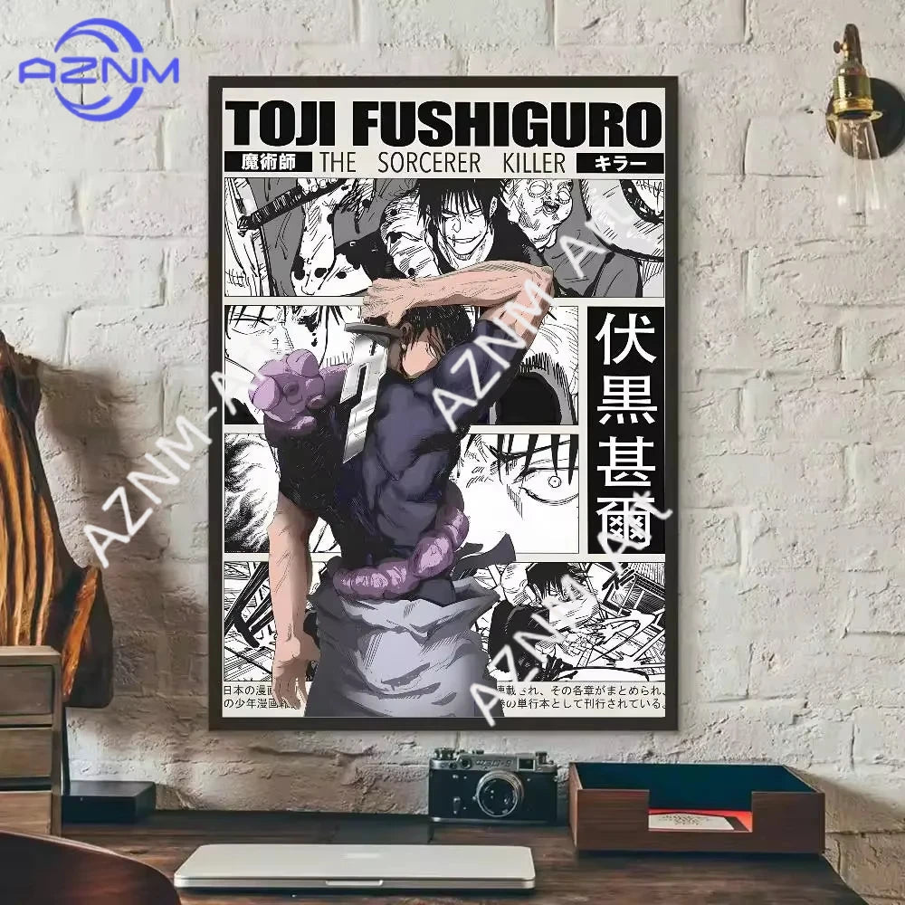 Anime canvas art poster featuring Toji Fushiguro from The Sorcerer Killer
