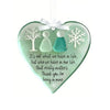 Handcrafted acrylic friendship snowflake Christmas pendant in mint green with a white ribbon.