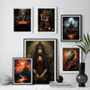 A collection of dark, moody gothic castle wall art canvas prints featuring dramatic scenes and figures.