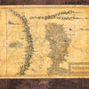 Vintage retro world map canvas wall art showing a detailed historical map of a region.