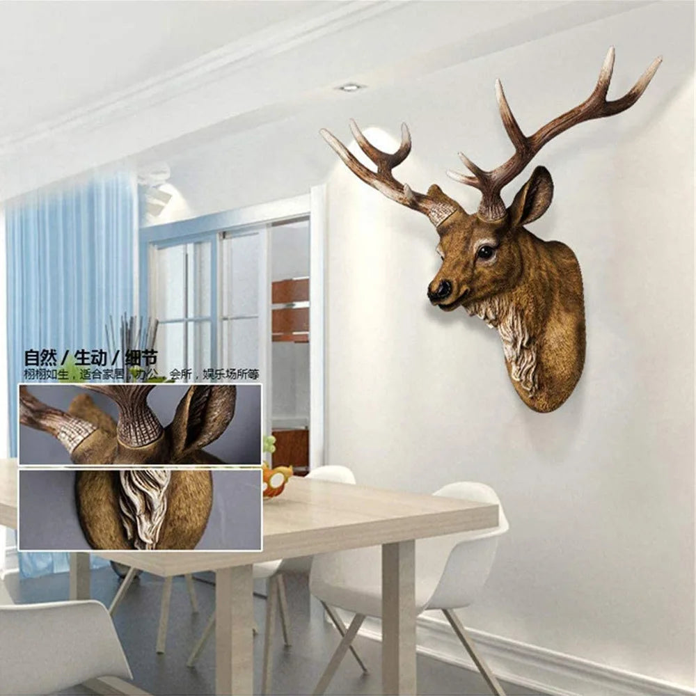 Rustic Faux Deer Head Wall Décor with Antlers