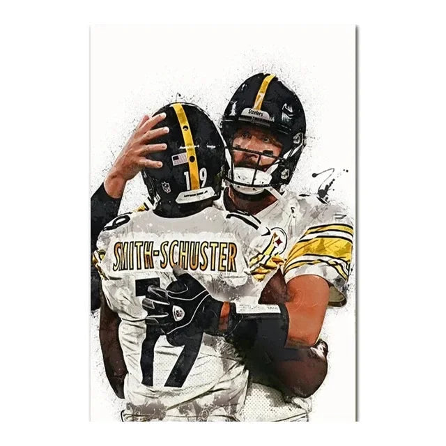 Abstract Football Player Canvas Wall Art