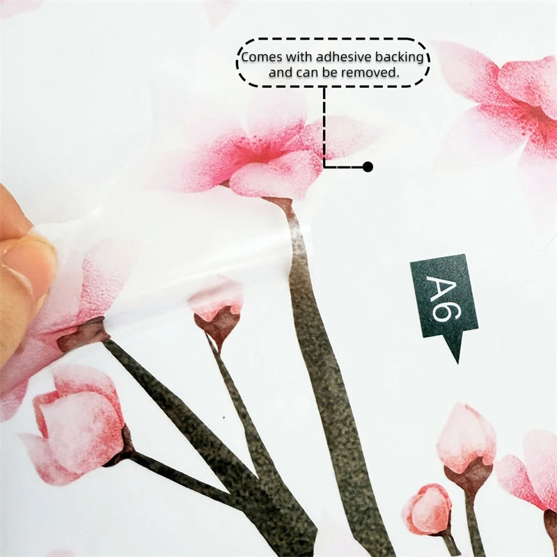 Pink cherry blossom tree wall stickers with adhesive backing and removable.