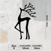 Black metal wall sculpture of a deer head silhouette with antlers, measuring 12 inches or 30 cm tall.