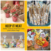 Clear cellophane gift bags filled with various candies and treats for parties