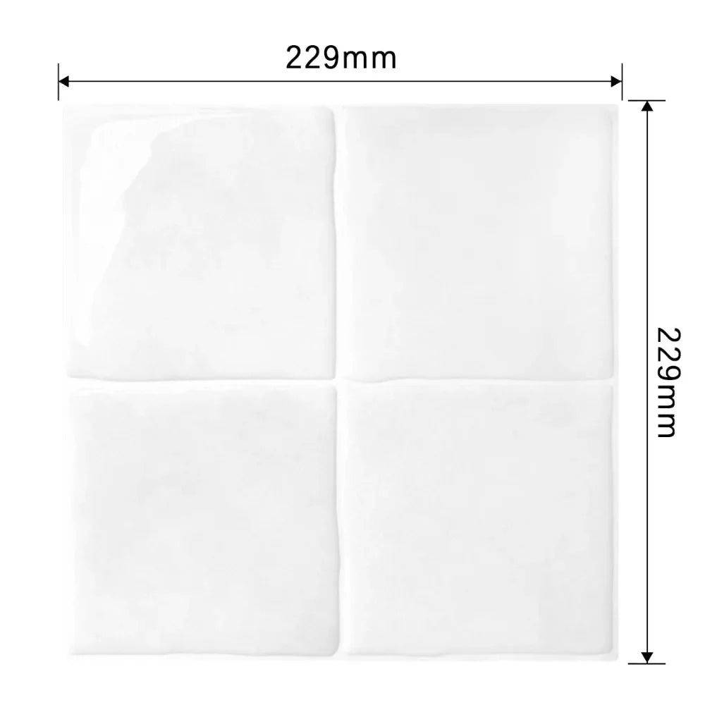 White peel and stick 3D marble tile backsplash square tiles for kitchen or bathroom