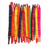 A collection of latex rocket balloons in various bright colors including orange, yellow, pink, and blue.