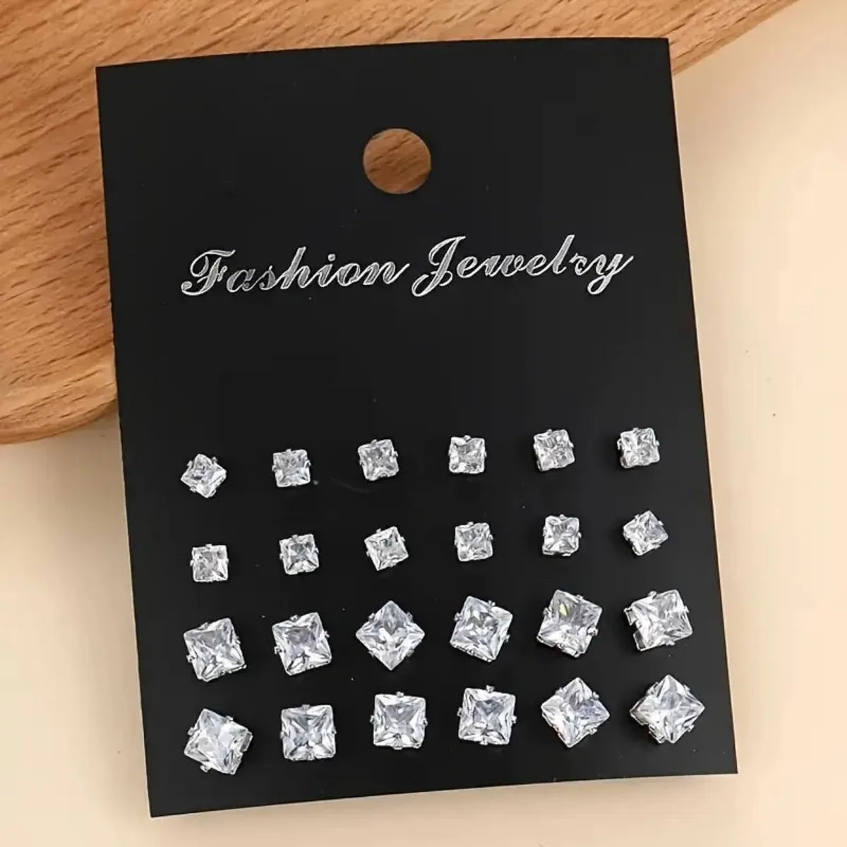 12-Pair Zircon Stud Earring Collection