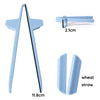 Light blue reusable wheat straw finger chopsticks shown with measurements and usage examples.
