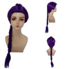Purple long braid wig with side ponytail for cosplay and parties