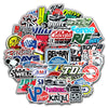 A collection of various JDM style vinyl decals and stickers for cars, laptops, and other items.