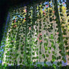 Artificial ivy vine garland hanging decor with green leaves and pink flowers