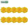 A string of ten yellow artificial carnation and marigold flower heads for festive décor.