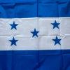 A folded blue and white flag of Honduras with five blue stars on a white stripe.