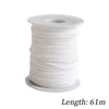 A spool of white braided cotton candle wicks for oil lamps, measuring 61 meters in length.