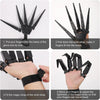 Demonstration of how to put on and adjust articulated skeleton hand gloves for Halloween