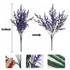 A vertical arrangement of purple artificial lavender flowers on a green stem.