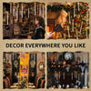 A collection of decorative scenes featuring floating candles and a magic wand remote for home decor.