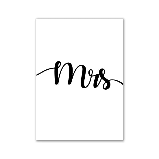 Black script text spelling out Mrs.
